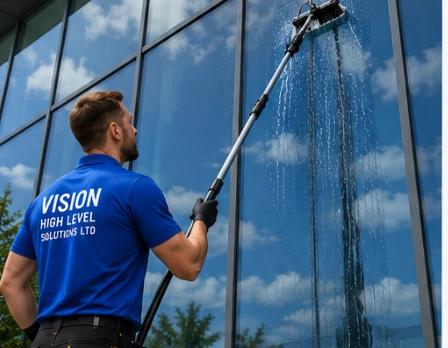 Window cleaning shown in the Vision brochure